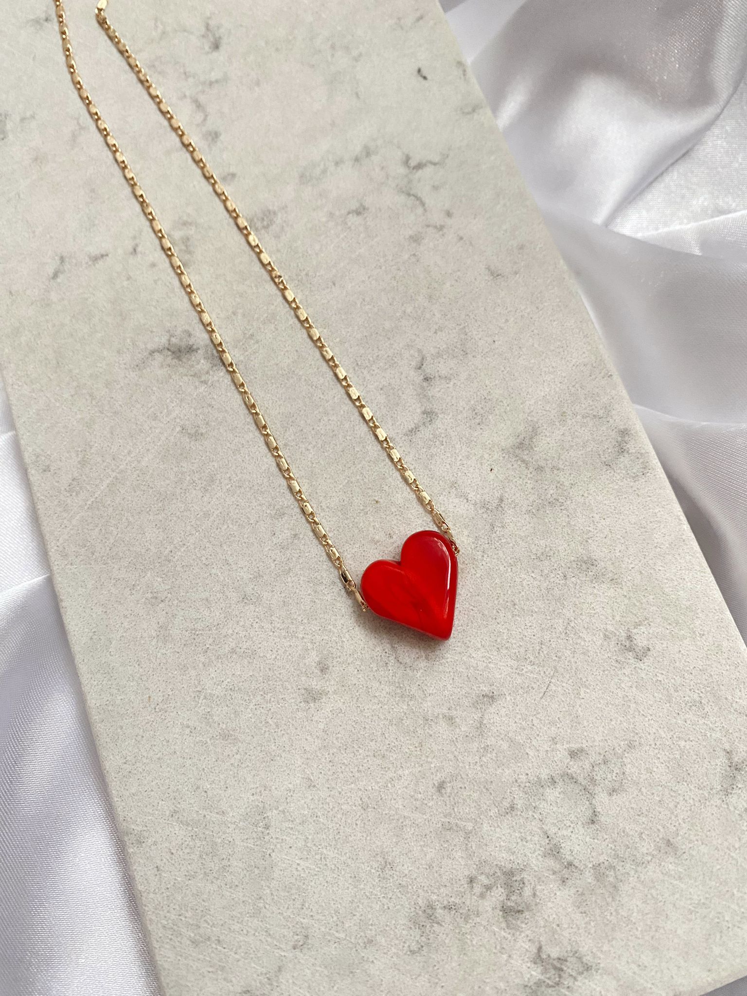 Kırmızı Murano Kalp Kolye