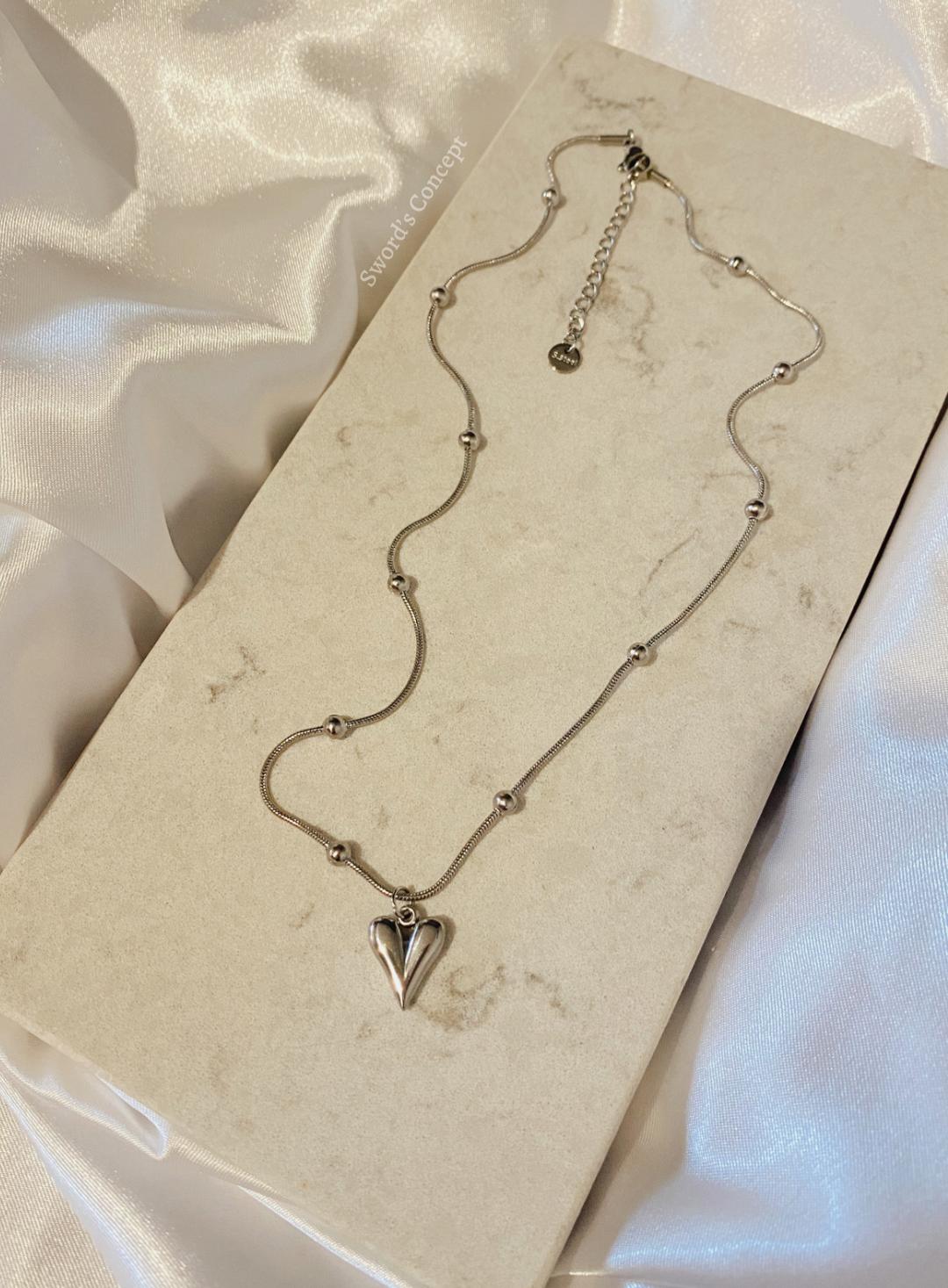 Çelik Gümüş Kalp Kolye